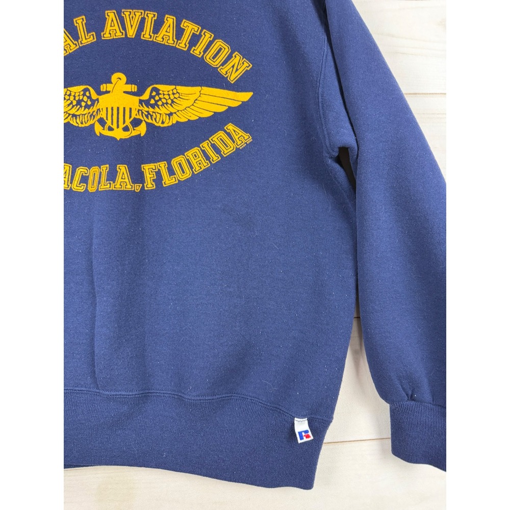 VTG Russell Athletic Sweatshirt Large Blue Naval Aviation Pensacola Florida - Picture 3 of 8